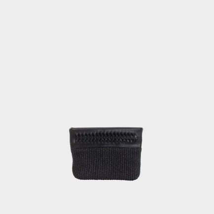 Latte S Raffia Pouch Bag Black