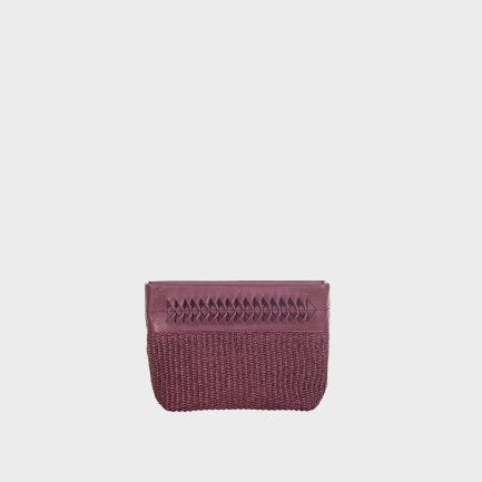 Latte S Raffia Pouch Bag Plum
